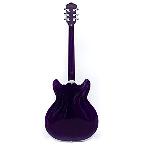 GROTE Jazz Electric Guitar Semi-Hollow Body Trapeze Tailpiece Bridge Guitar Gig Bag (Black)