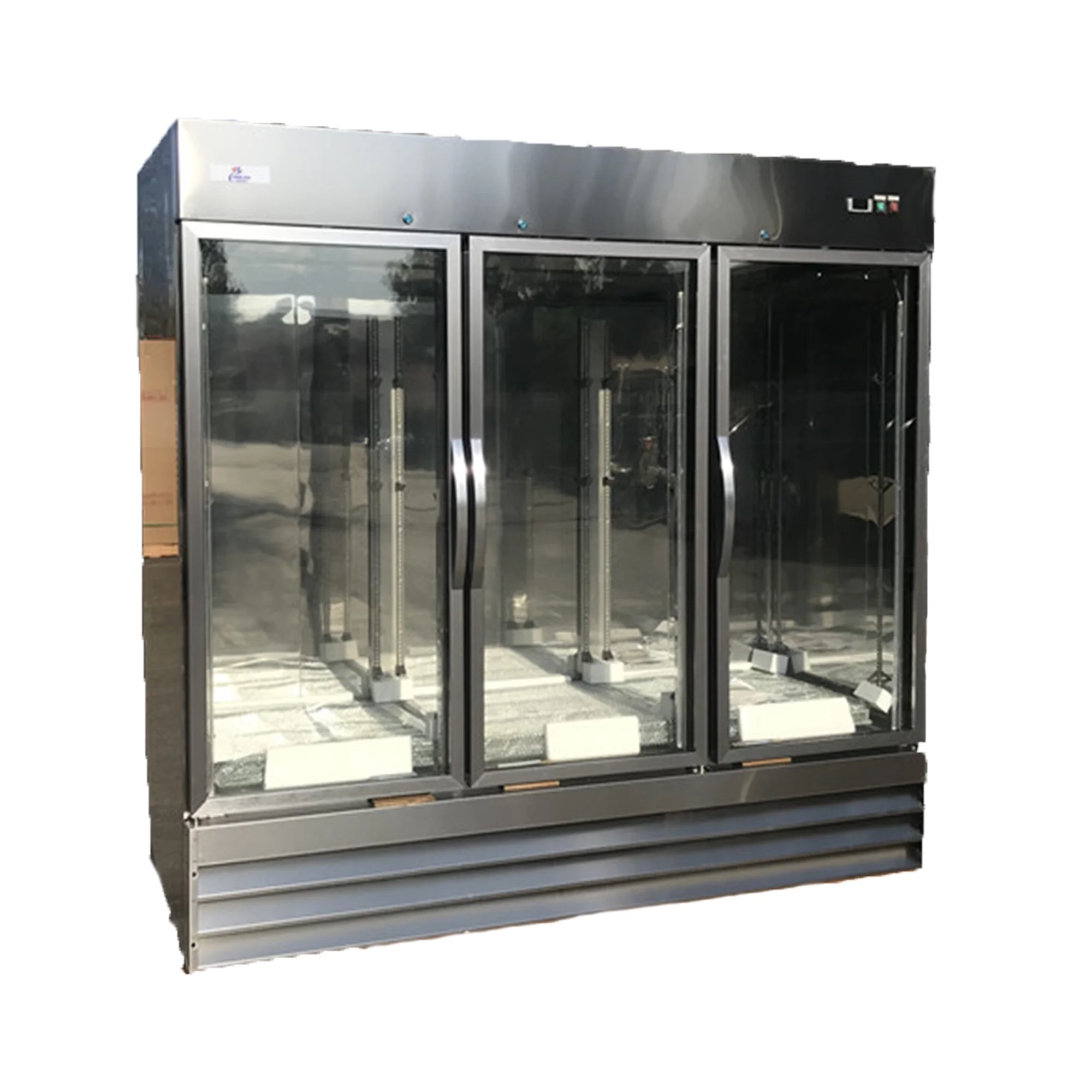 81 in. Three Glass Door Upright Reach-In Stainless Steel Commercial Refrigerator, 72 Cu. ft.