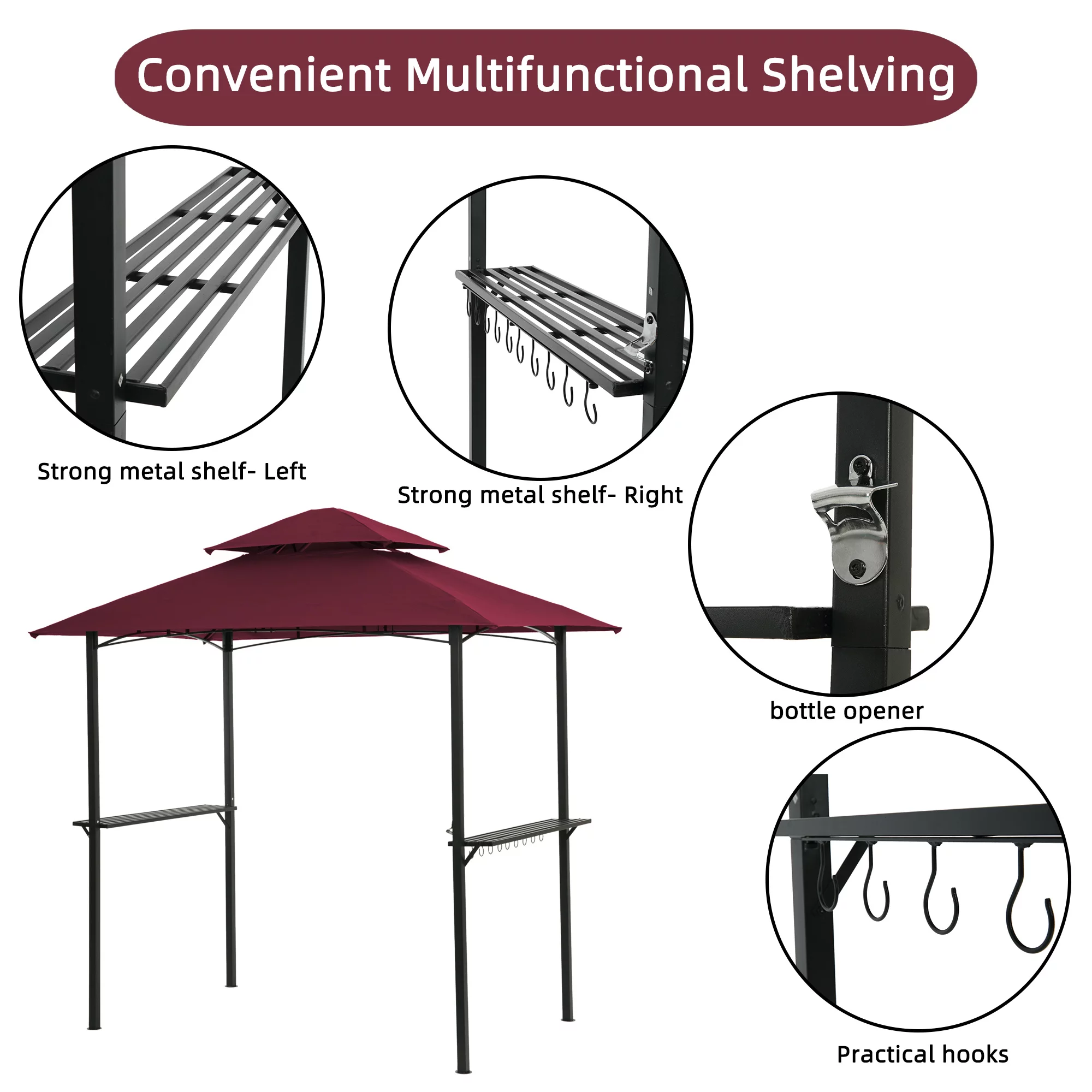 Grill Gazebo in Burgundy - 1 Grill Gazebo - 48.51 - Elevate your outdoor cooking in style!