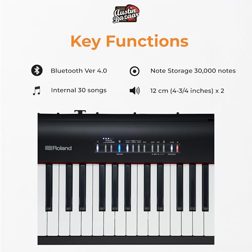 Roland FP-30X 88-Key Digital Piano - Black Bundle with Adjustable Stand, Bench, Sustain Pedal, Online Piano Lessons, Instructional DVD