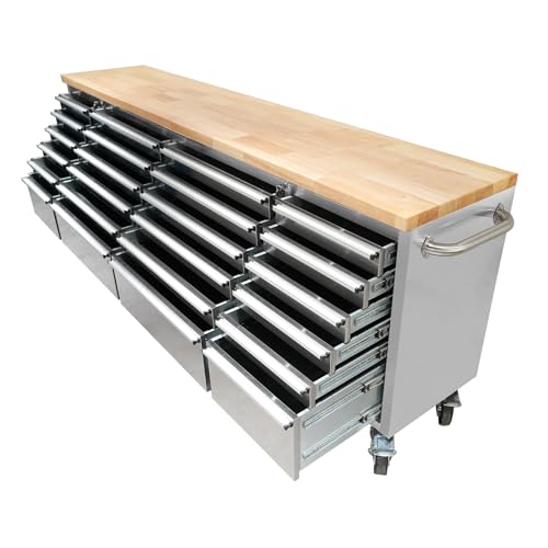 CHETTO C 72 inch Tool Chest Tool Box Mobile 15 Drawers Storage Rolling Cabinet with Wheels Lock Key Locking System Drawer Liners for Garage Warehouse