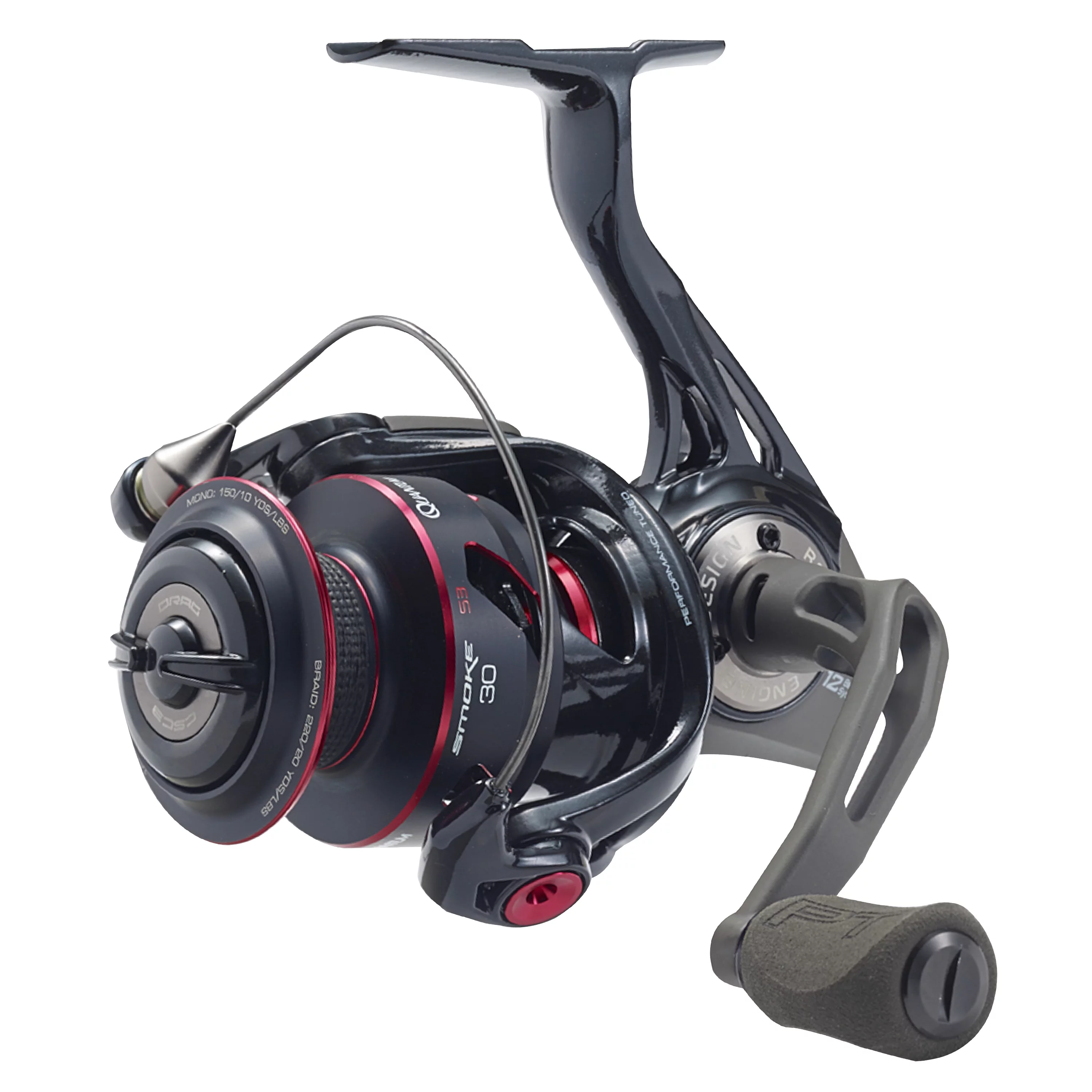 Quantum Smoke Spinning Fishing Reel, Size 30 Reel, Changeable Right- or Left-Hand Retrieve