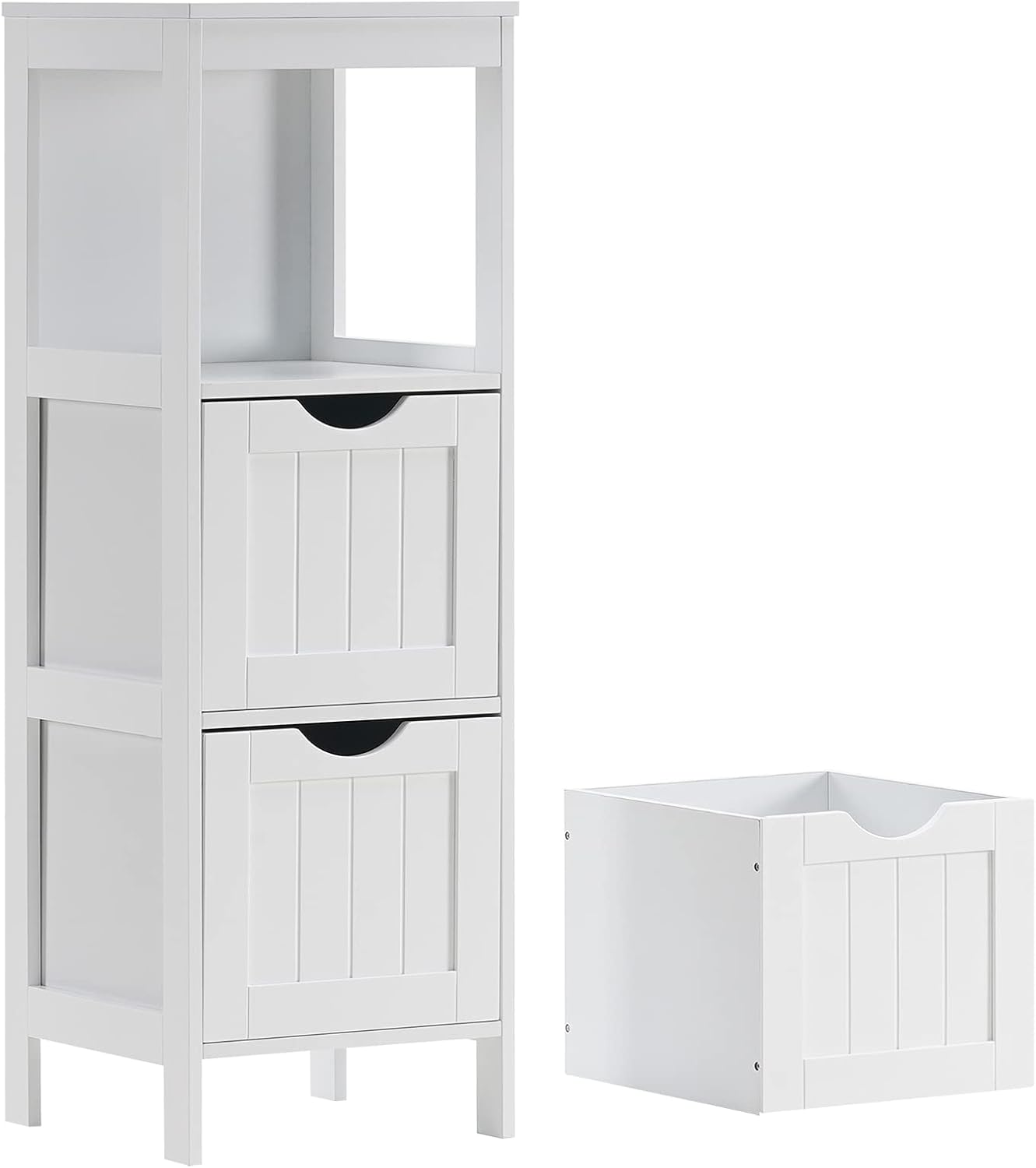 Reettic Narrow Bathroom Storage Cabinet with 3 Removable Drawers, DIY, Free Standing Side Storage Organizer for Bedroom, Living Room, Entryway