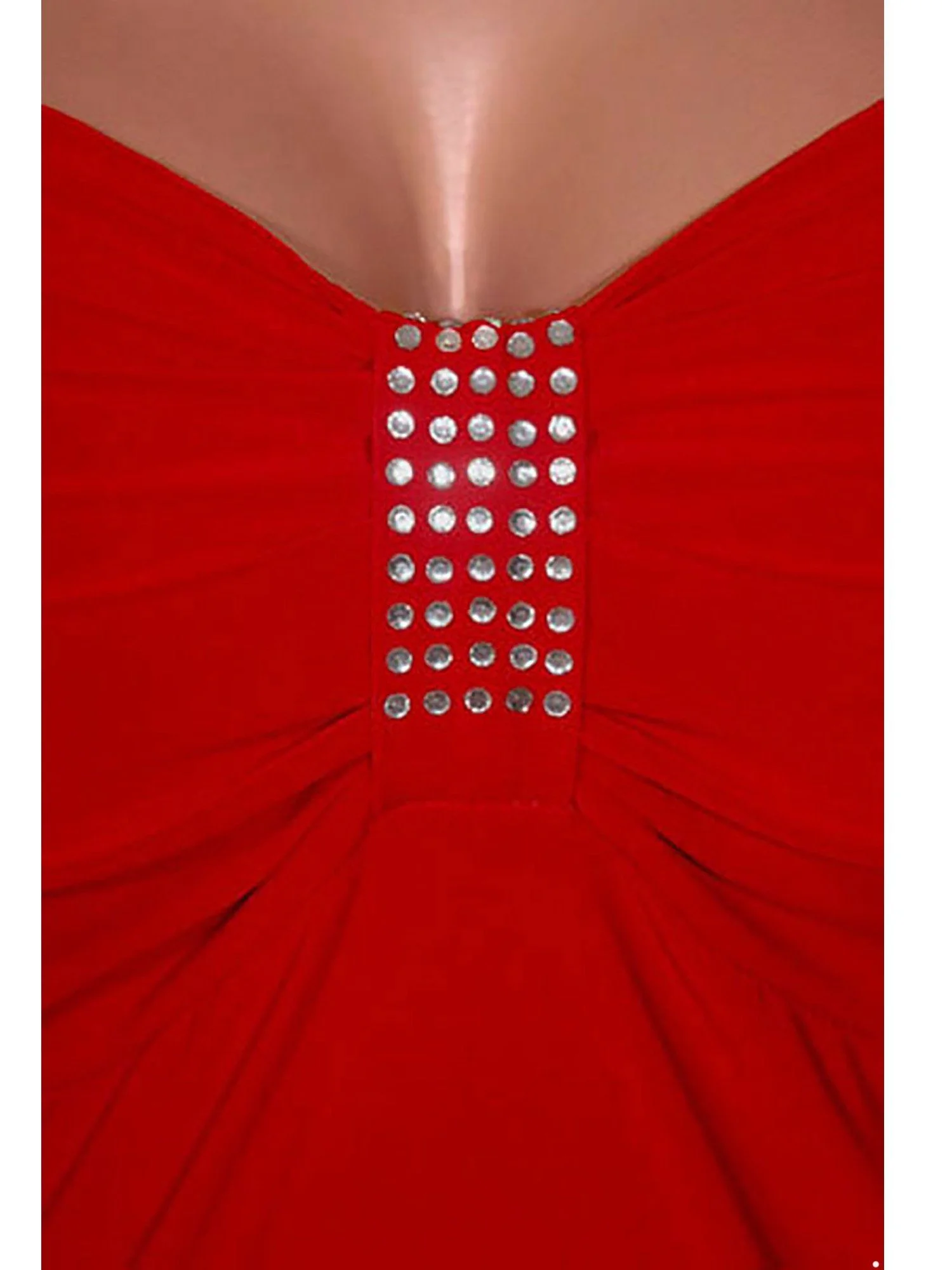 Funfash Women's Plus Size Red Empire Waist with Rhinestones Cocktail Dress - XXL