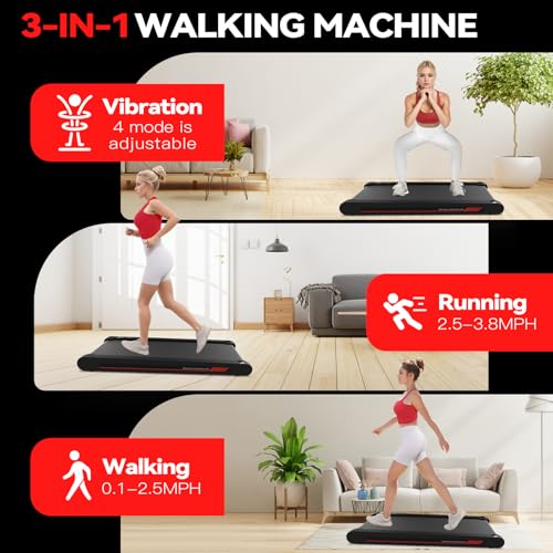 Sperax Walking Vibration Pad with APP, 3 in 1 Under Desk Treadmill, 2.5HP Low Noise Walking Treadmill Pad with Remote Control