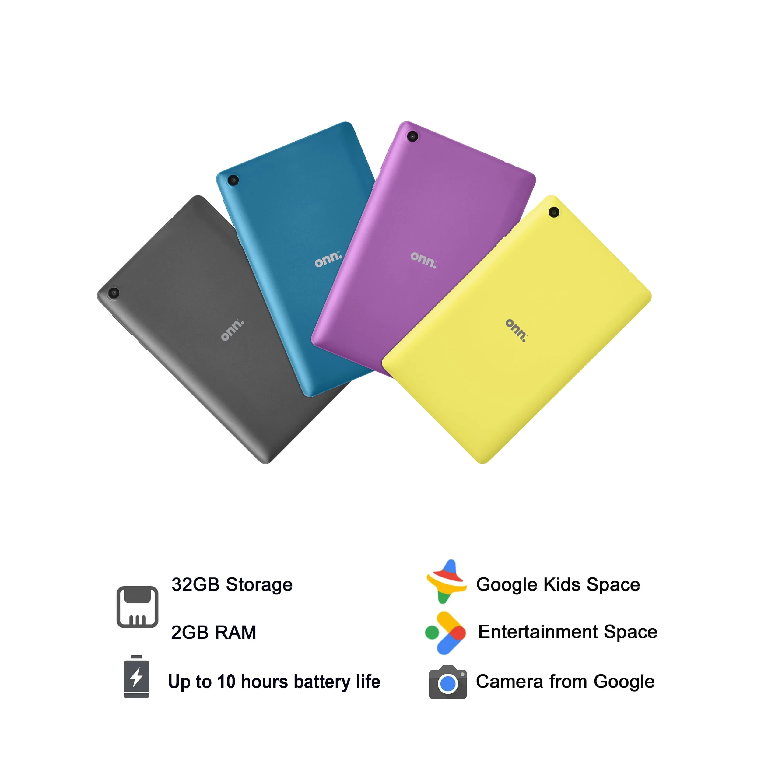 onn. 7 Tablet, 32GB (2022 Model) , 2.0 GHz Quad-Core Processor, Charcoal