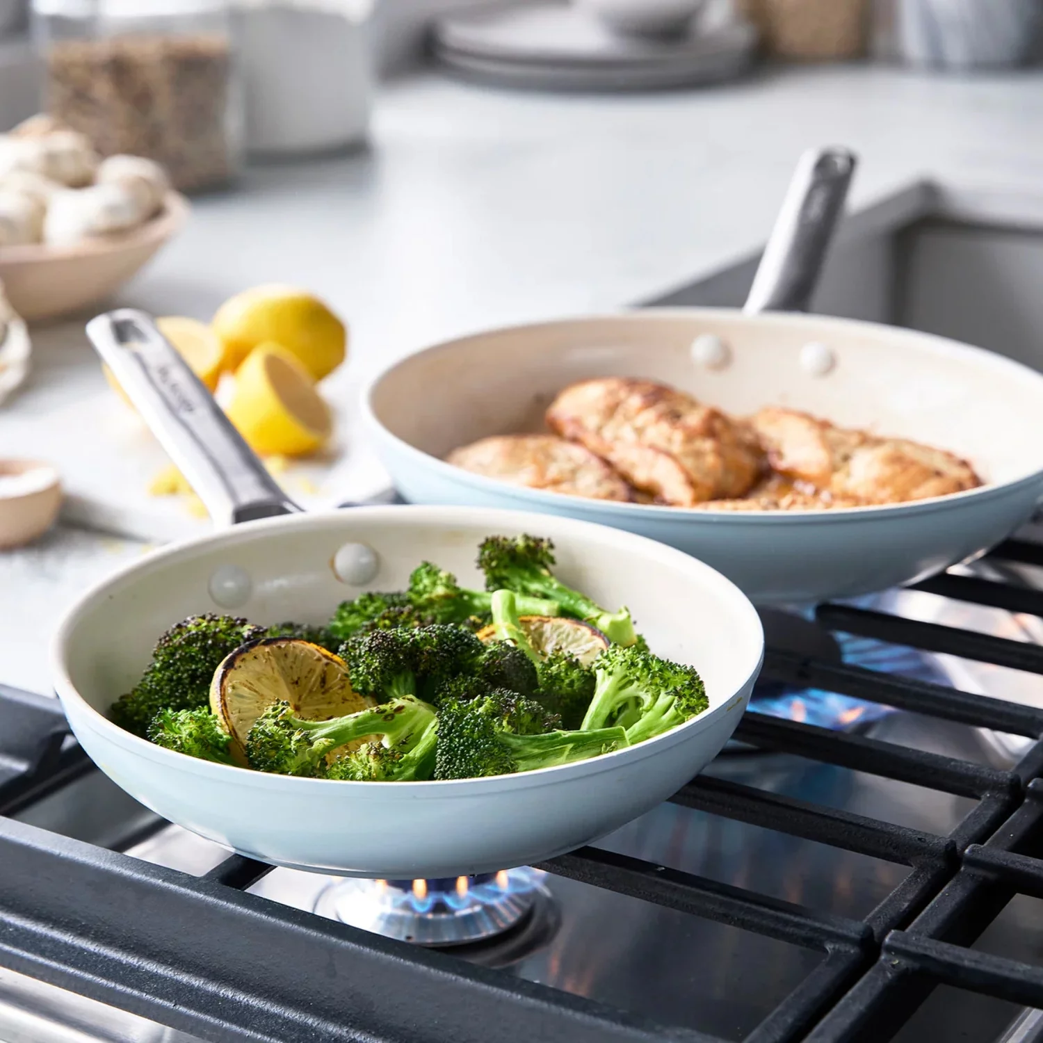 GreenPan Padova Healthy Ceramic Non-Stick 10-Piece Cookware Set, Light Blue