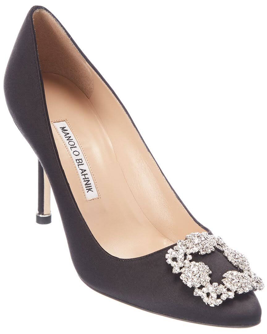 Manolo Blahnik Hangisi 90 Satin Pump, 37.5 / Black