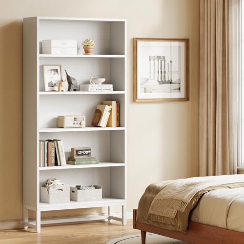 70.8 Inch Tall Bookcase and Bookshelf with Closed Back Shelf, 5-Tier Large Bookcases Organizer with Storage Shelves