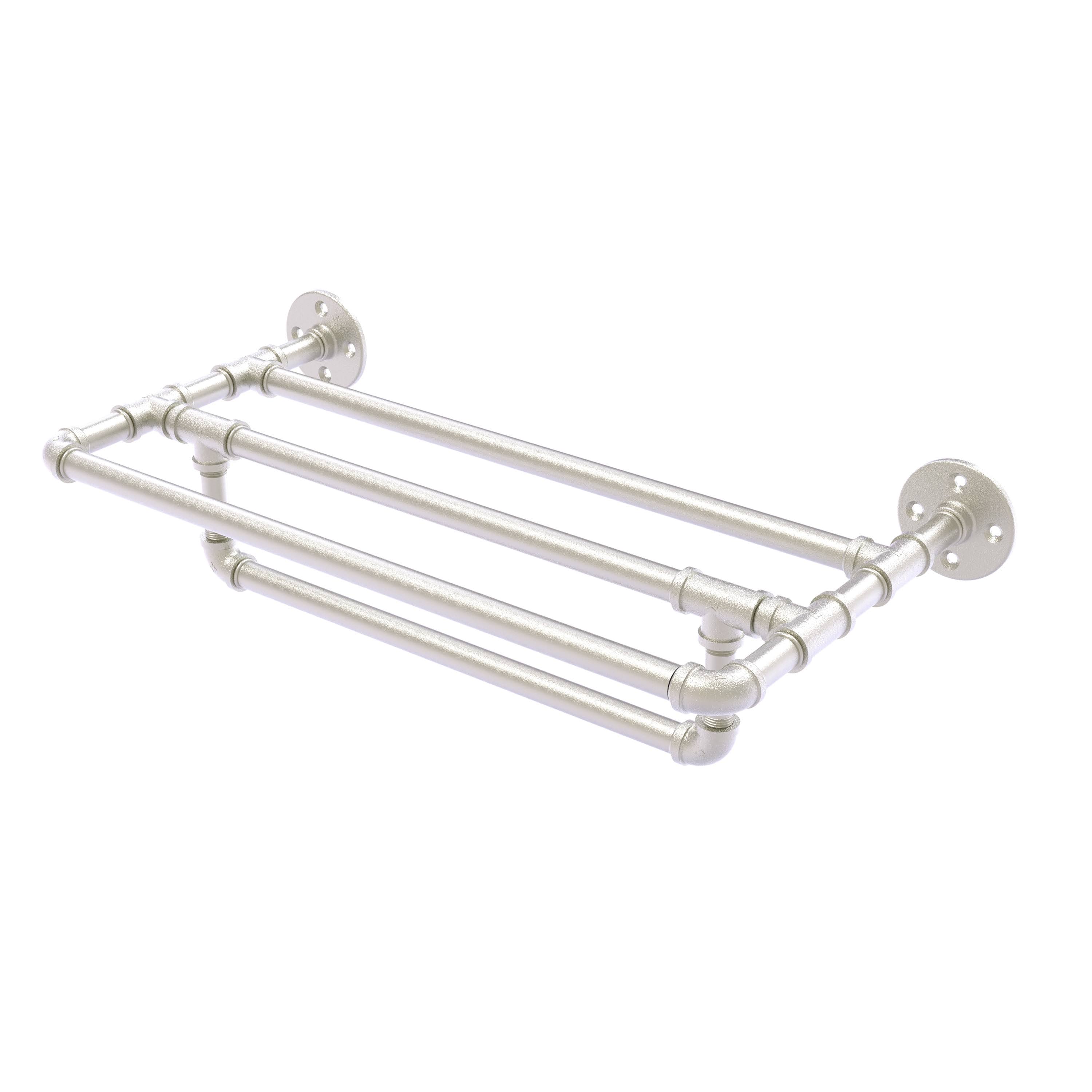 Allied Brass P-240-30-TSTB-SN 30 in. Pipeline Collection Wall Mounted Towel Shelf with Towel Bar Satin Nickel