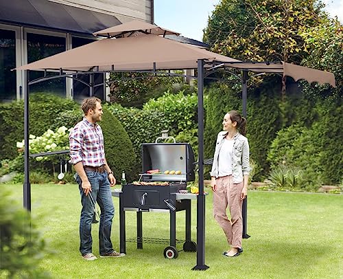 ABCCANOPY 8x5 Grill Gazebo - Outdoor BBQ Canopy Shelter with Led Light for Patio Backyard Grilling (Dark Gray)