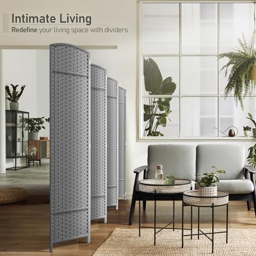Sorbus 8-Panel Black Room Divider with Double Hinged Panels, 6 ft Tall Folding Privacy Screen
