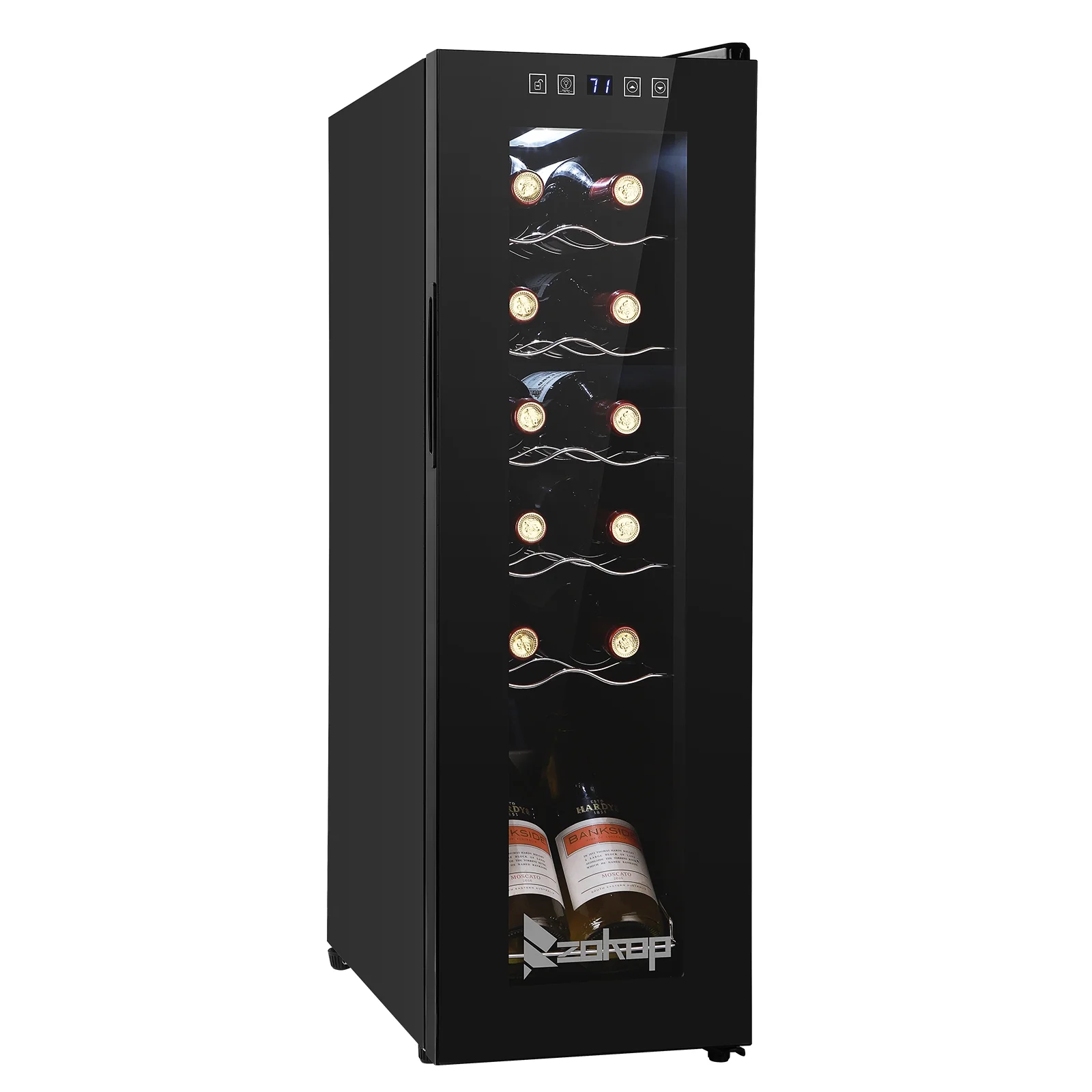 JC-34 115V 85W 1.2cu.ft/34l  Electronic Wine Cabinet Cold Rolled Sheet Transparent Glass Door / 12Bottle with Display Black