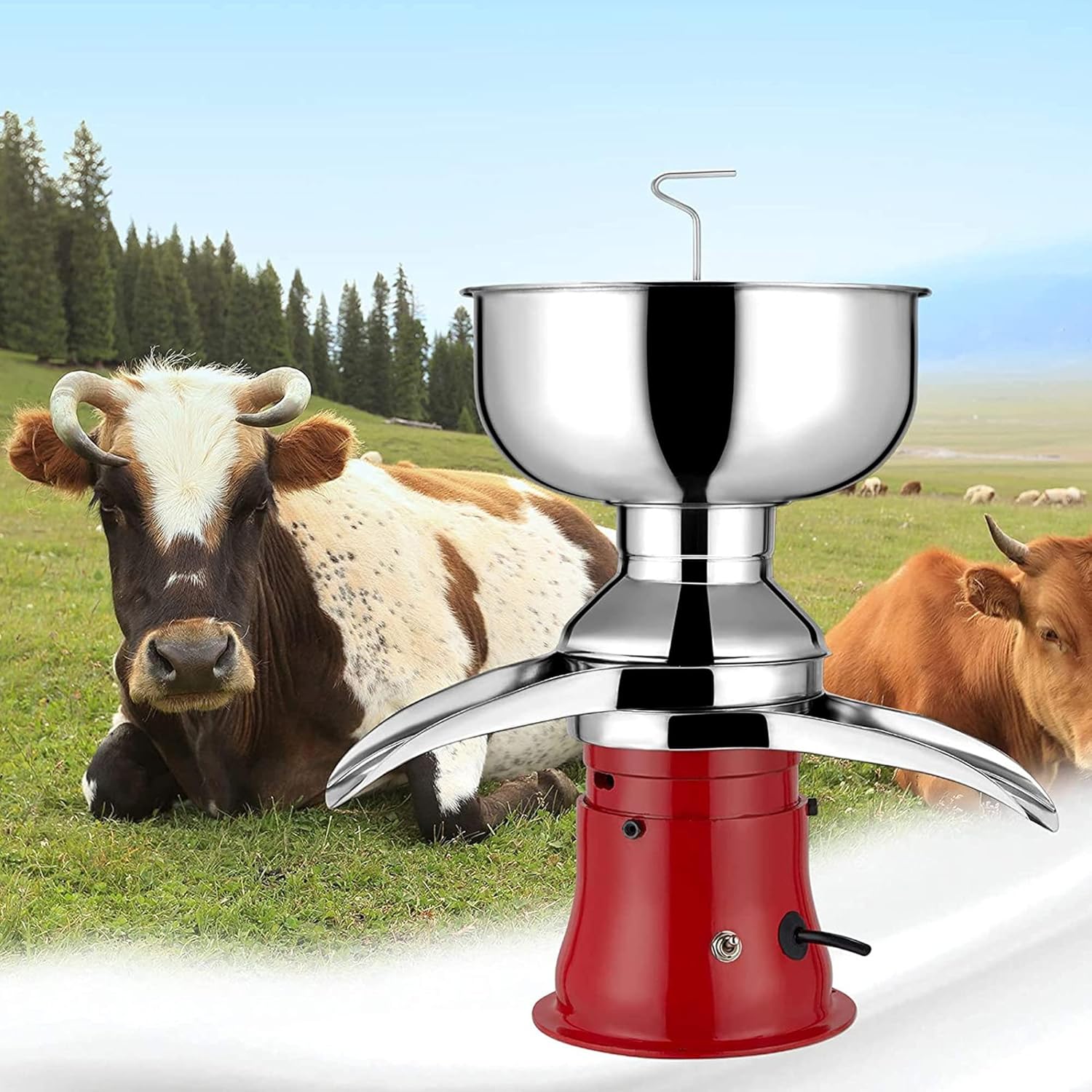 Electric Cream Separator Stainless Steel 50L/H - Turn Raw or Whole Milk into Cream and Skim Milk with Milk Cream Centrifugal Separator
