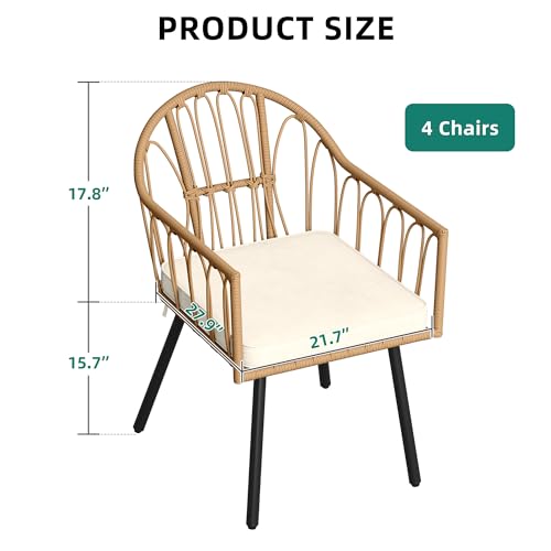 YITAHOME 5 Pieces Outdoor Patio Dining Table Chair Set,Wicker Patio Dining Set,Outdoor Rattan Dining Table Set for Patio, Backyard, Balcony