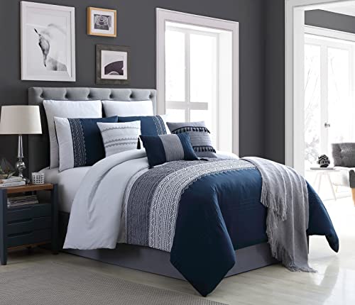 Riverbrook Home 100% Polyester Comforter Set, Queen, Hillcrest - Ivory/Gold, 9 Piece Set