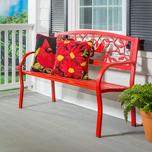 Evergreen Garden Sunflower Garden Bench Outdoors & Indoors | Cast Iron Metal Patio Bench | Outdoor Seating Furniture | Seats for Park, Porch, Deck