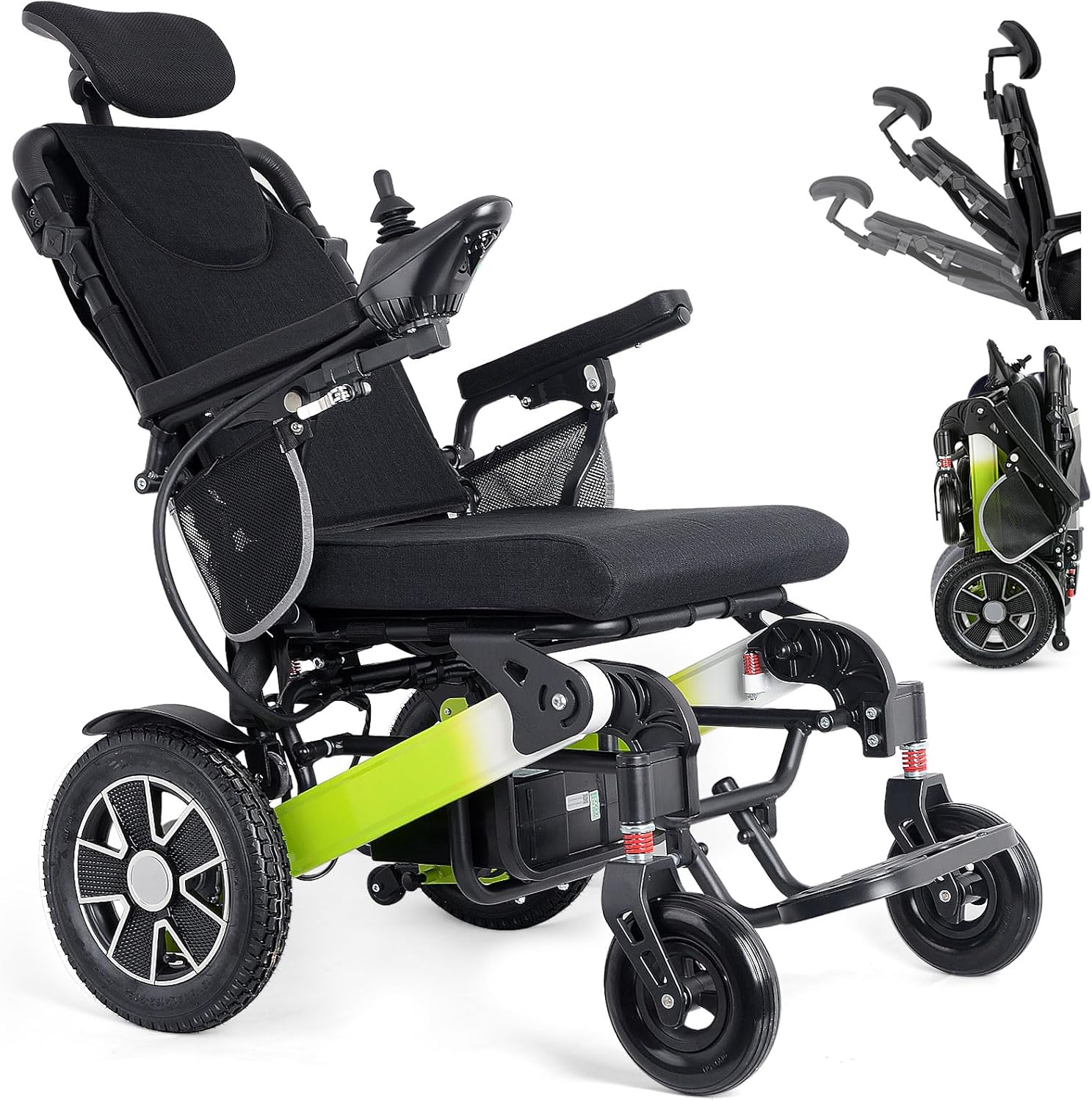 500W Reclining Electric Wheelchair for Adults, 21 Miles Long Travel Range