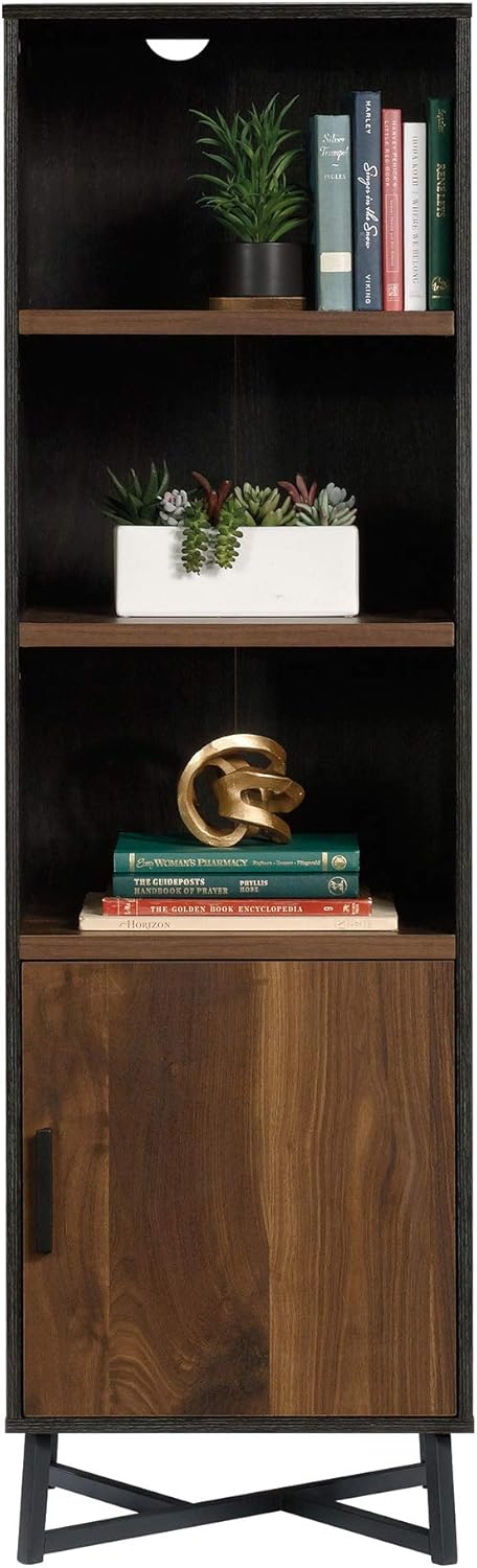 Sauder Canton Lane Bookcase with Door, L: 17.99 x W: 15.55 x H: 60.12, Brew Oak Finish