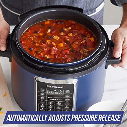 Blue Diamond Ceramic Nonstick, 16-in-1 6QT Electric Pressure Cooker, Slow Cooker, Rice Cooker, Yogurt Maker, Saute, Steamer and More, Programable