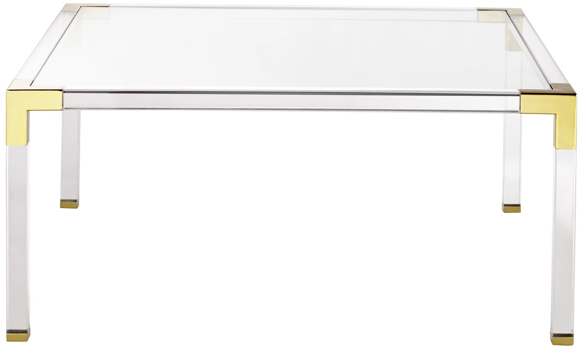 55 Downing Street Hanna Modern Cast Acrylic Square Coffee Table 40" Wide Clear Gold Tempered Glass Tabletop for Living Room Bedroom Bedside Entryway