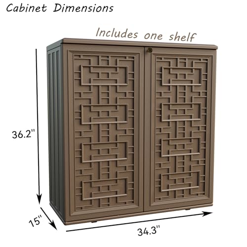 Outdoor Storage Cabinet Waterproof with Shelf,Resin Storage Sheds Outdoor Cabinets for tub towels/chemicals/grill items/Patio/Garden/Backyard