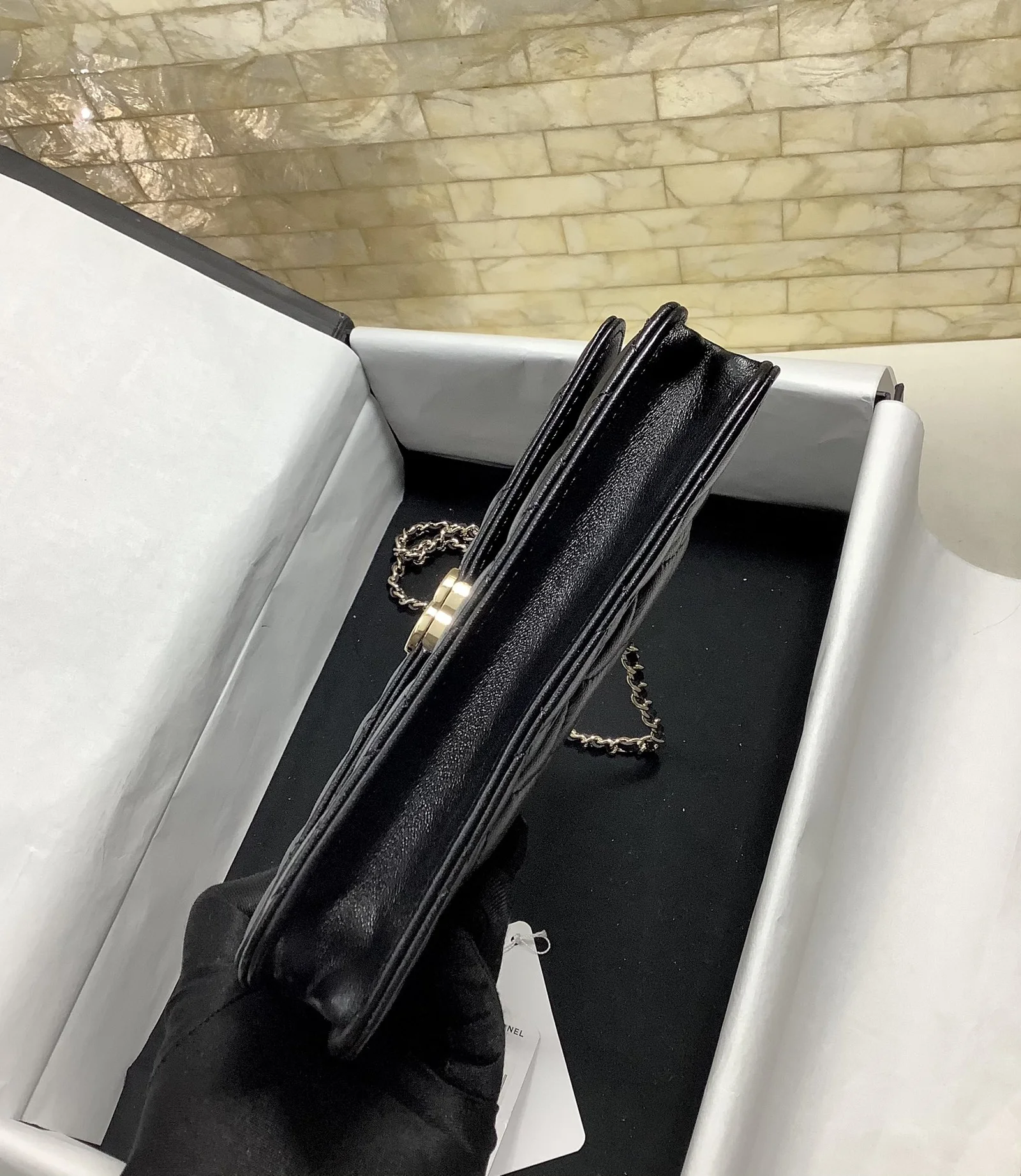 Chanel Hand-Held Oblique Cross Bag Black For Women, Women&rsquo;s Bags 6.7in/19cm