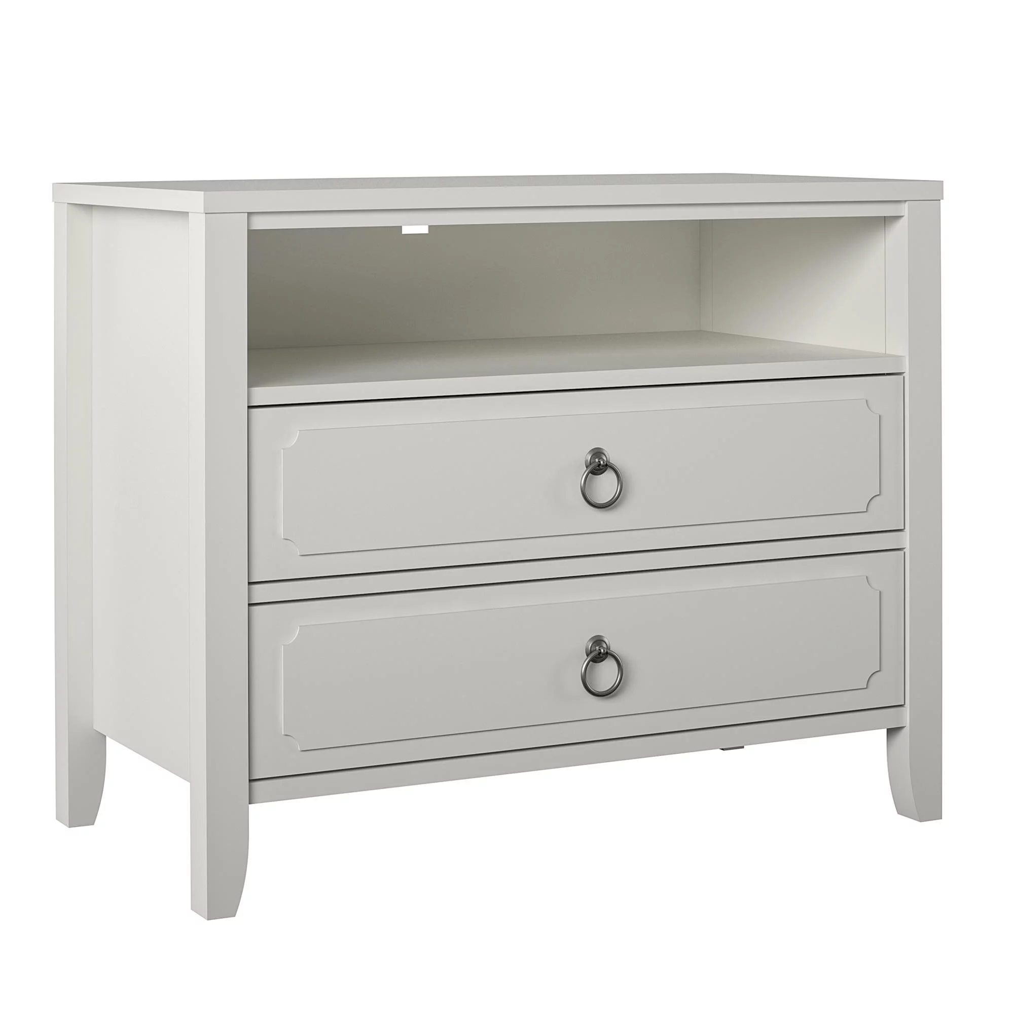 Novogratz Her Majesty 2 Drawer Nightstand, Soft White - Radiant Selections