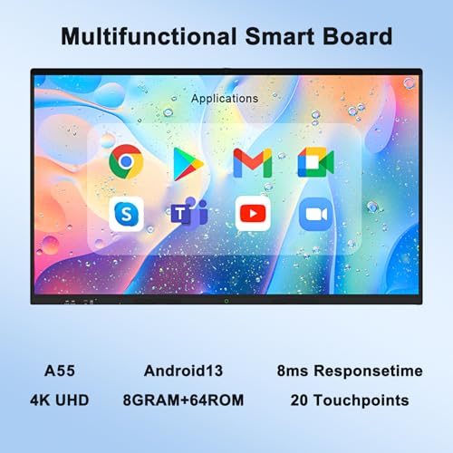 85″ Smart Board, 4K UHD Touchscreen Electronic White Board Built in Ultra High Definition Camera Android 13 Open App Ecosystem