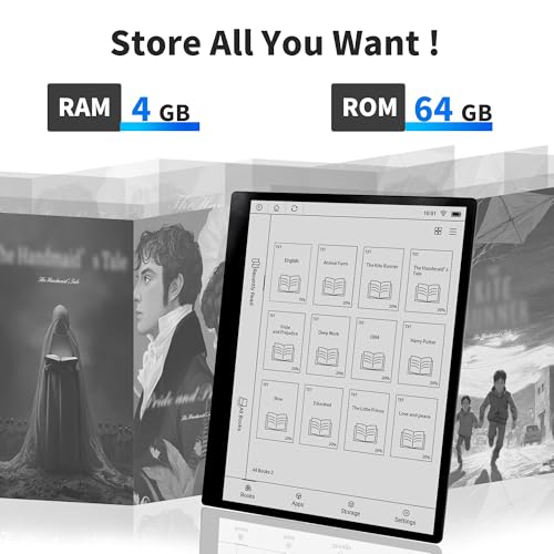 Veidoo 10.3 inch Ebook Reader, Large E-Ink 1872 * 1404 227ppi Touch Screen, 64GB ROM, WiFi, Android E-Reader, Built-in Speaker