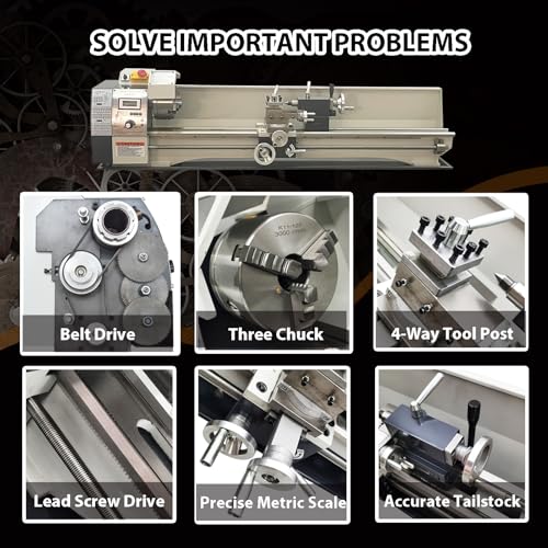 Metal Lathe 8''x39'' Benchtop Lathe Machine Pricision Hobby DIY Table Lathe Industrial Metal Wood Working Spinning Horizontal Lathe 1100W Brushless
