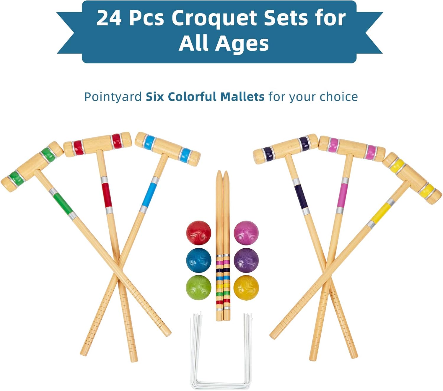 Pointyard Six Player Croquet Set