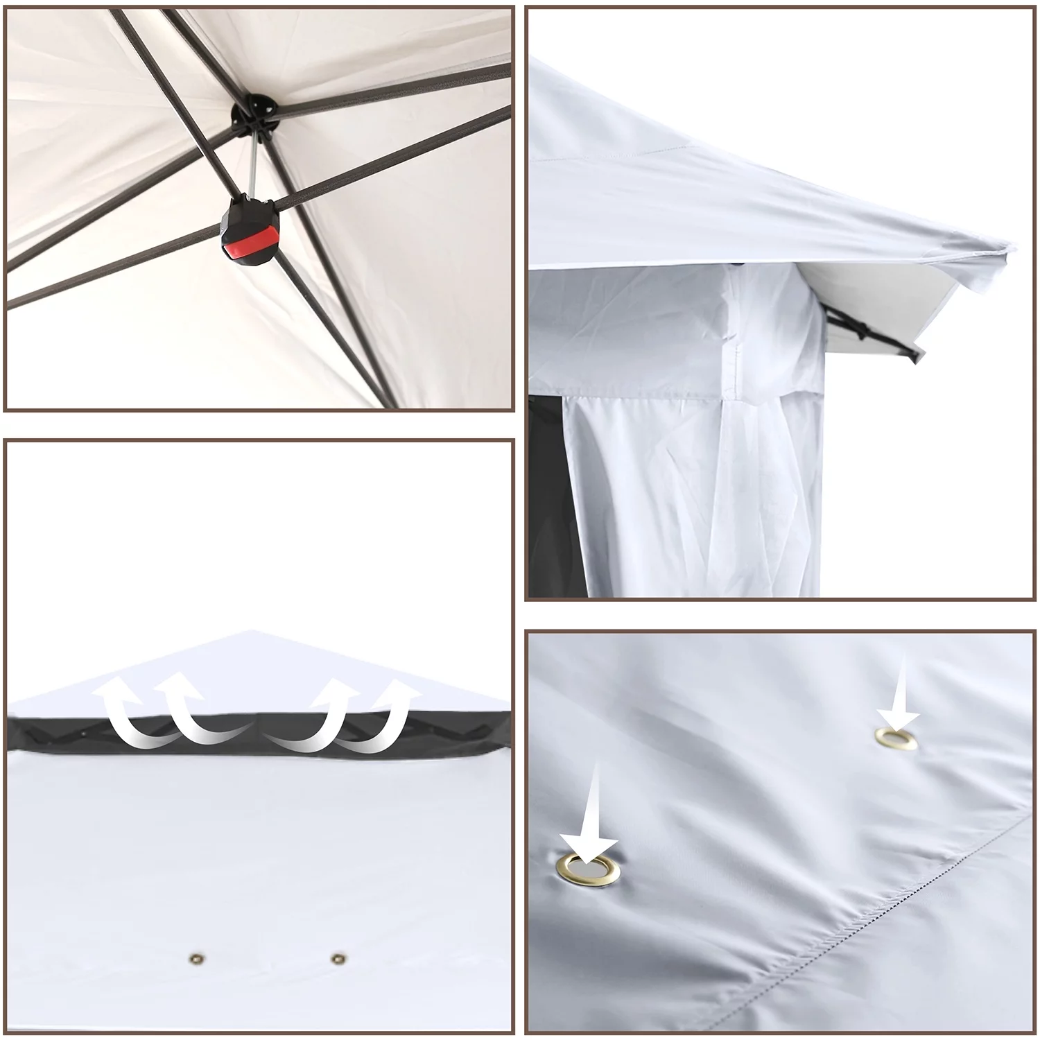 ABCCANOPY 13'x13' Gazebo Tent Outdoor Pop up Gazebo Canopy Shelter with Mosquito Netting, Brown