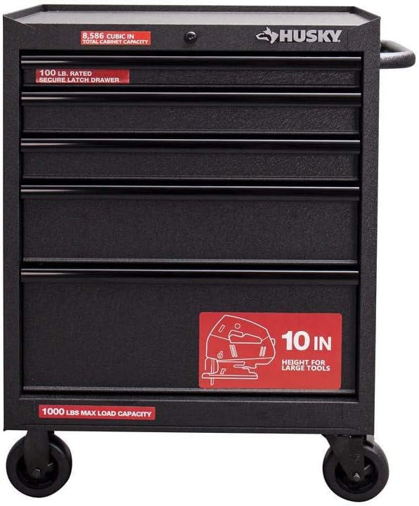 Husky 27 in. 5-Drawer Roller Cabinet Tool Chest in Textured Black