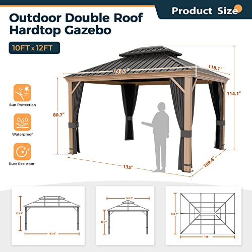 HAPPATIO 10' x 12' Hardtop Gazebo