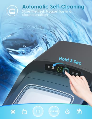 Oraimo Nugget Ice Maker, Ice Makers Countertop, 26 Lbs/Day Tooth-Friendly Chewable Ice with Self-Cleaning, Auto Water Refill, Sonic Pebble Ice Machine