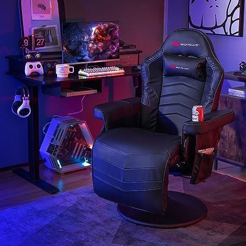 Goplus Massage Gaming Chair, Racing Style Gaming Recliner w/Adjustable Backrest and Footrest