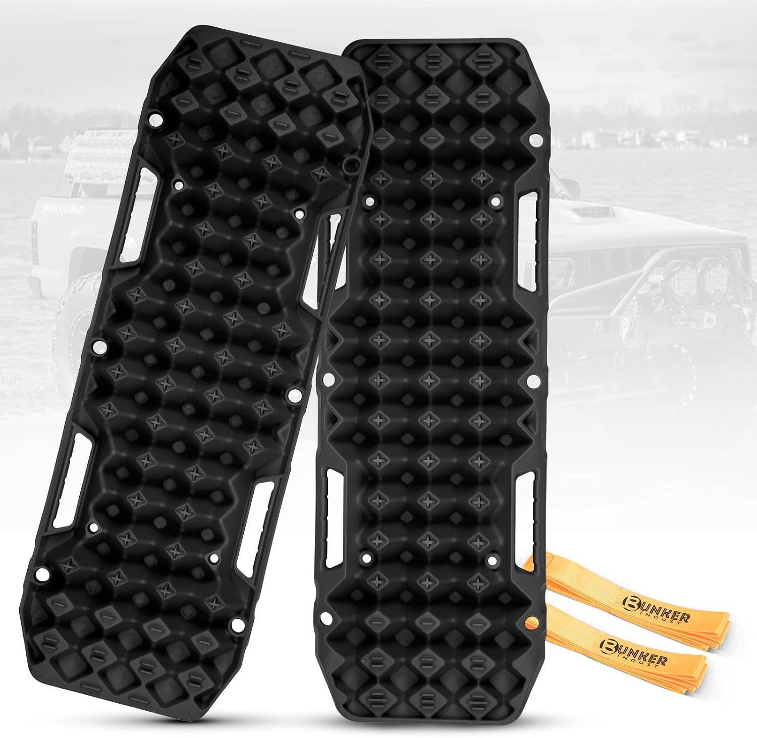 BUNKER INDUST Off-Road Traction Boards, Pair Recovery Tracks Traction Mat for 4WD Jeep Mud, Sand