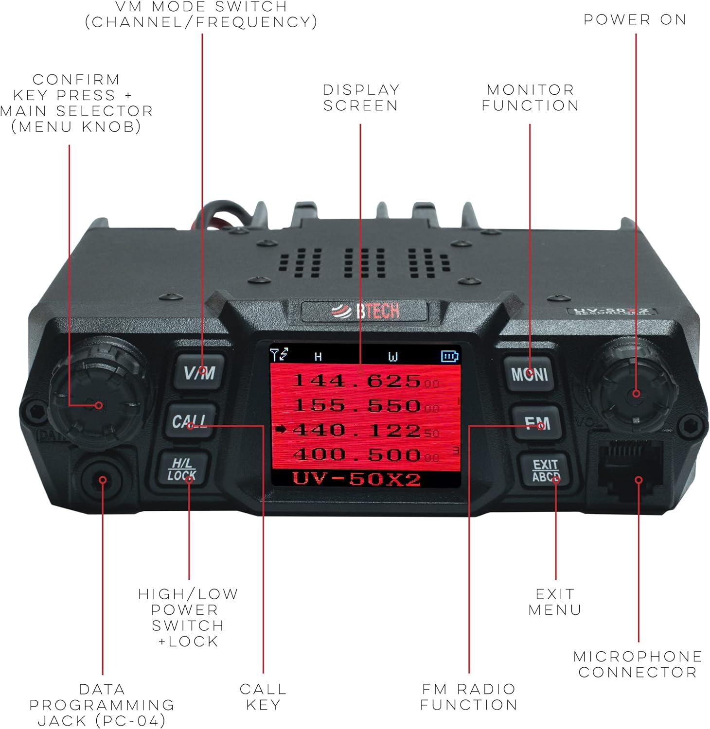 BTECH UV-50X2 (Second Gen.) Mobile 50 Watt Dual Band Base, Mobile Radio: VHF, UHF Amateur (Ham) - Smart Home Appliances