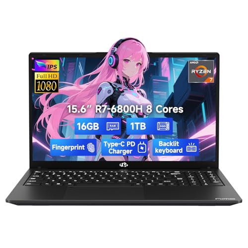 NIMO 15.6" IPS FHD-Gaming-Laptop, 8 Cores AMD Ryzen 7 6800H 32GB DDR5 RAM 2TB SSD (Beat i7-12700H