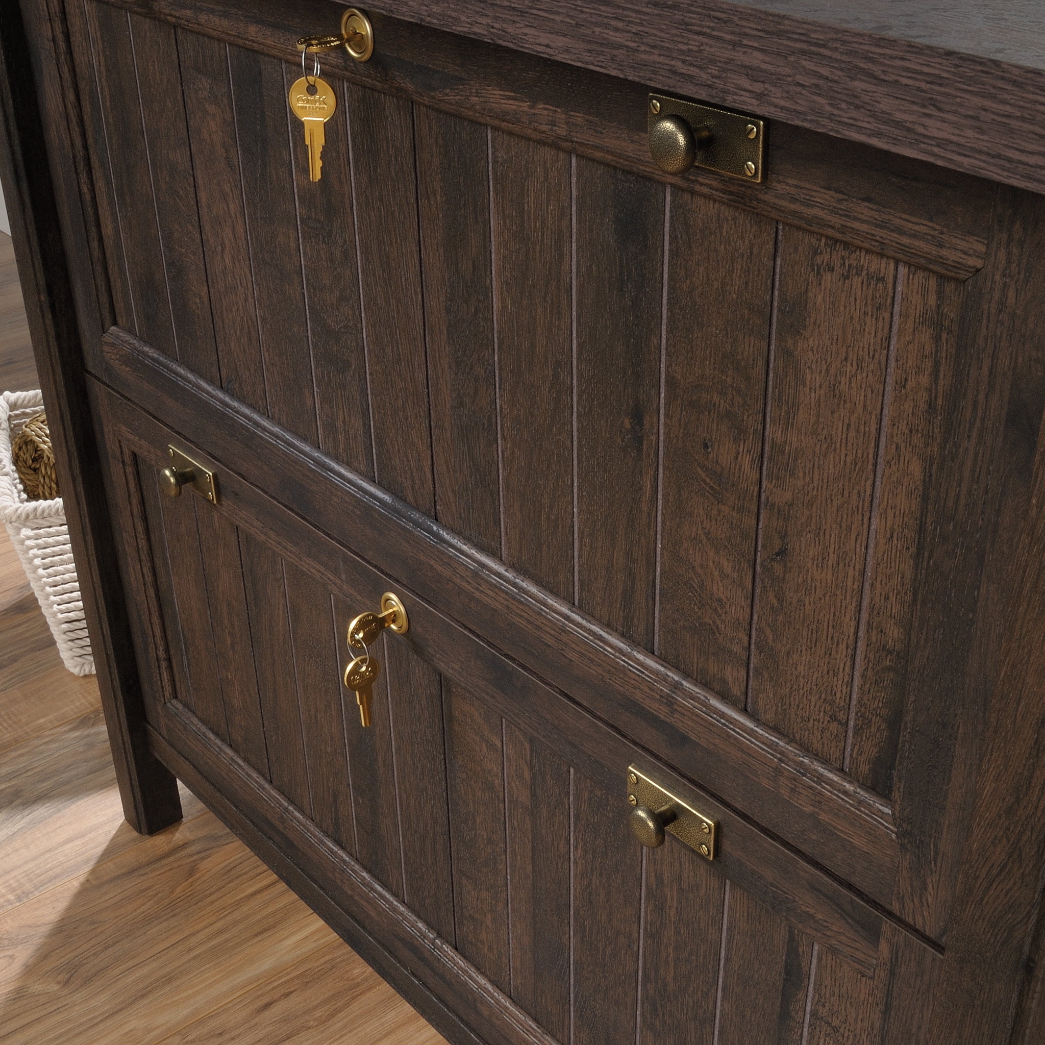 Sauder Costa Lateral File Cabinet, Coffee Oak Finish