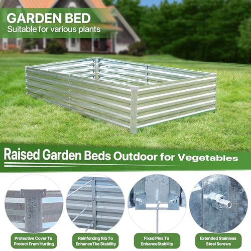 Raised Garden Bed 8x4x1.5FT Galvanized Raised Garden Beds Outdoor for Vegetables Gardening