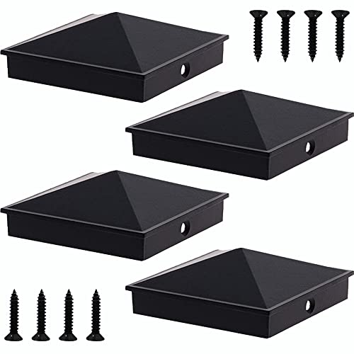 Azdele 6x6 Aluminum Pyramid Post Caps Cover for 6x6 Nominal Wood Post(Actual 5.5" x 5.5" Wood Post), with Matte Finish Powder Coated Surface