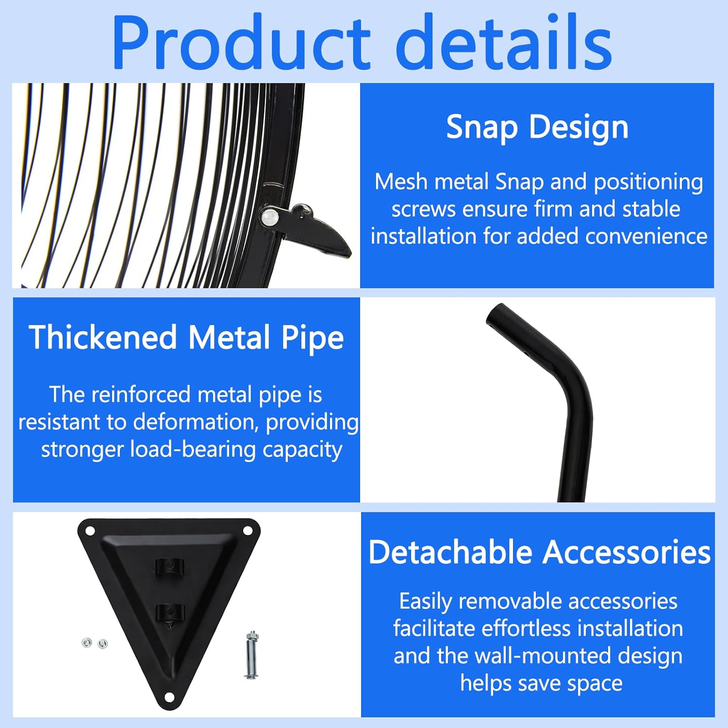 24 Inch Wall Mount Fan,Industrial Heavy Duty Oscillating Fan with 120° Oscillation