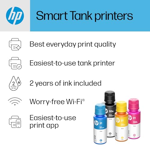 HP Smart -Tank 7301 Wireless All-in-One Cartridge-free Ink Printer, up to 2 years of ink included, mobile print, scan, copy