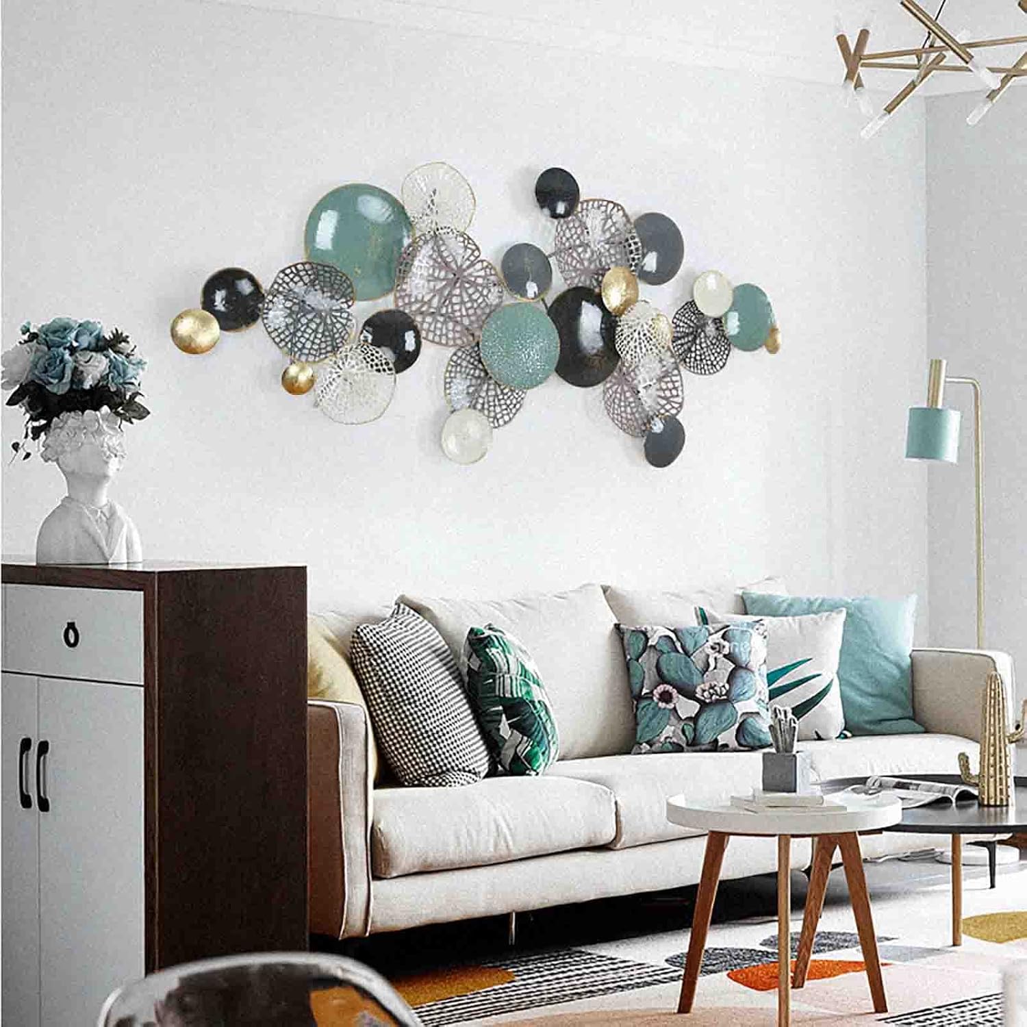 KILELI 3D Metal Wall Art Décor, Wall Decor Living Room,Retro Old Craft Abstract Openwork Wall Sculptures Hanging for Home Decorations, Bedroom