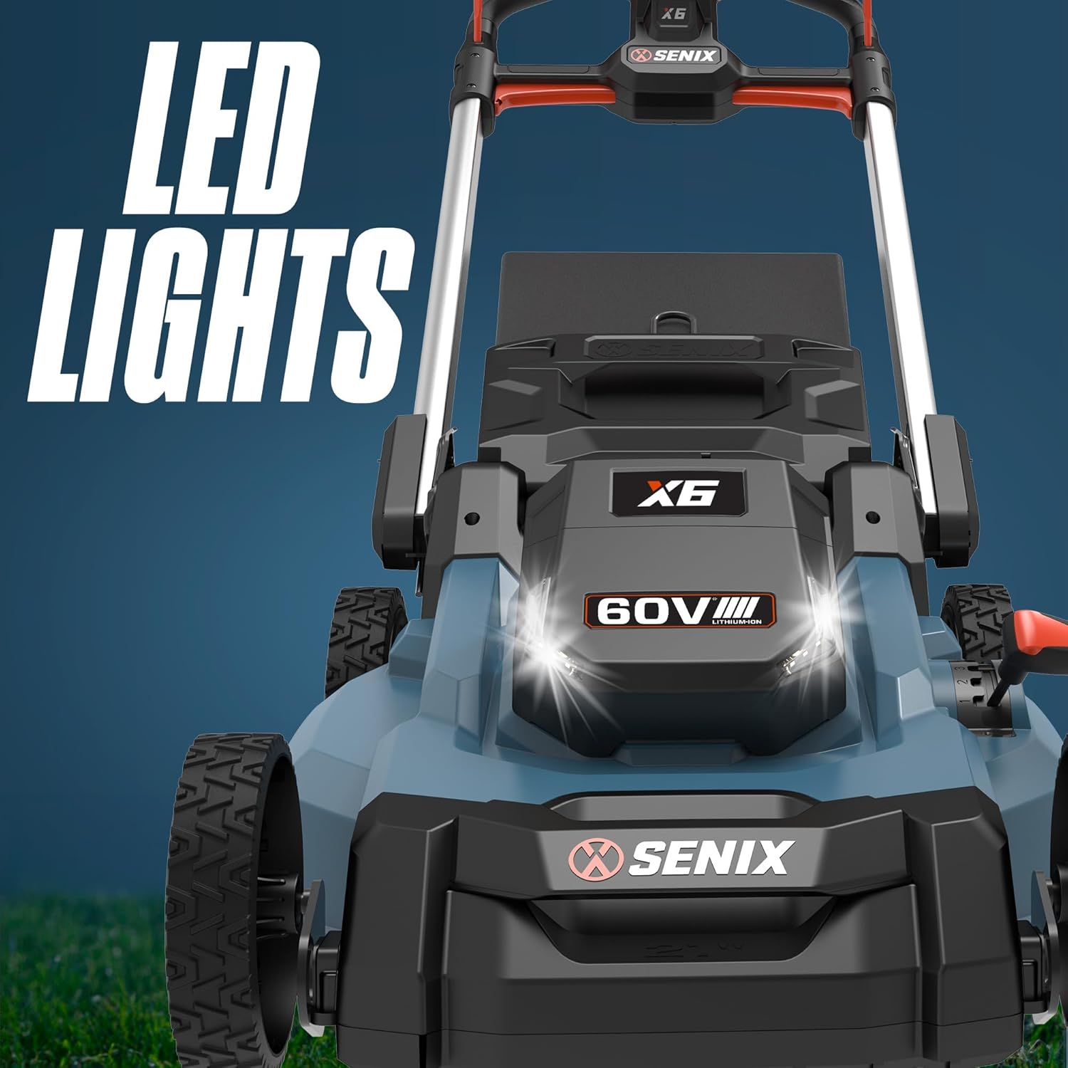 SENIX X6 60 Volt Max* 21-Inch 3-in-1 Cordless Push Lawn Mower, with Bagging, Mulching, and Side Discharge, Height Adjustment, Smart Display