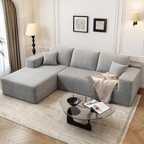 107.5" Cloud Modular Sectional Sofa with 1 Ottoman,Modern Minimalist Upholstered Couches, Comfort U Shaped Sofa for Living Room
