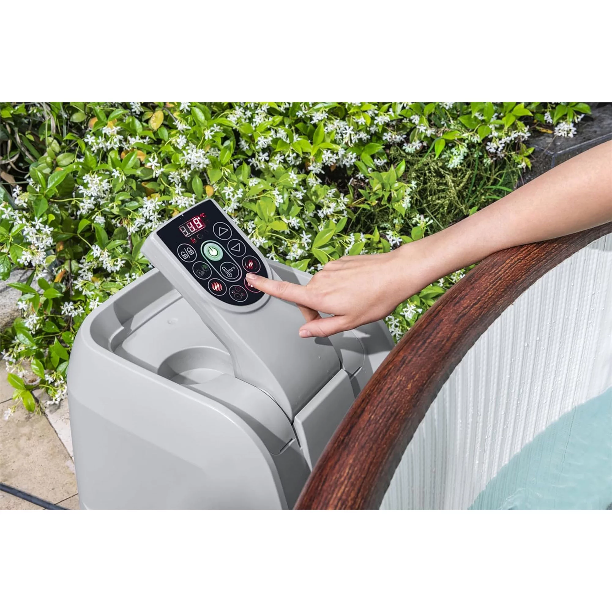 Bestway Helsinki SaluSpa 7 Person Inflatable Hot Tub w/ 180 AirJets, Brown