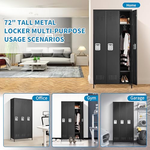 6 Doors Metal Lockers for Employees 72" H Storage Cabinet Lockable Locker with Shelves Steel Storage Locker for Gym School Office Home Requires